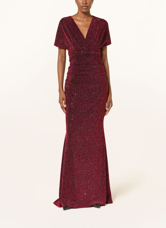 TALBOT RUNHOF Abendkleid aus Jersey mit Schmucksteinen 344 CRANBERRY