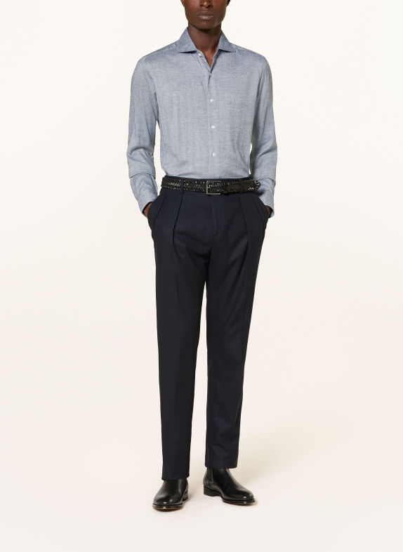 BARBA NAPOLI Overhemd, slim fit DONKERBLAUW