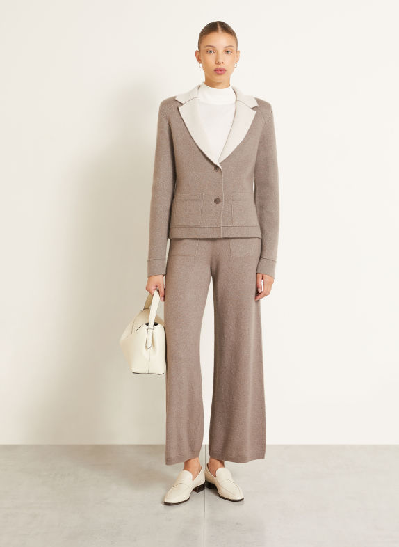 IRIS von ARNIM DAVITA Knitted Blazer with Cashmere TAUPE / CREAM