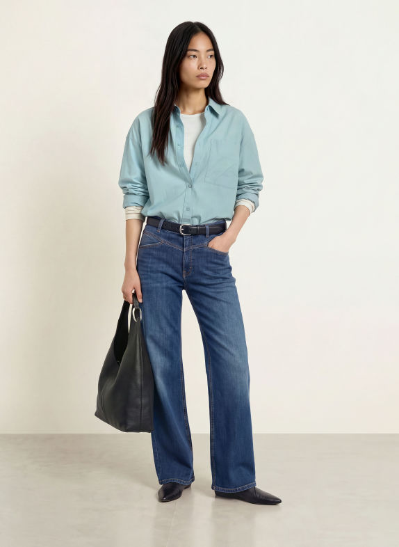 OPUS PANTS Hemdbluse FADY BLAUGRAU