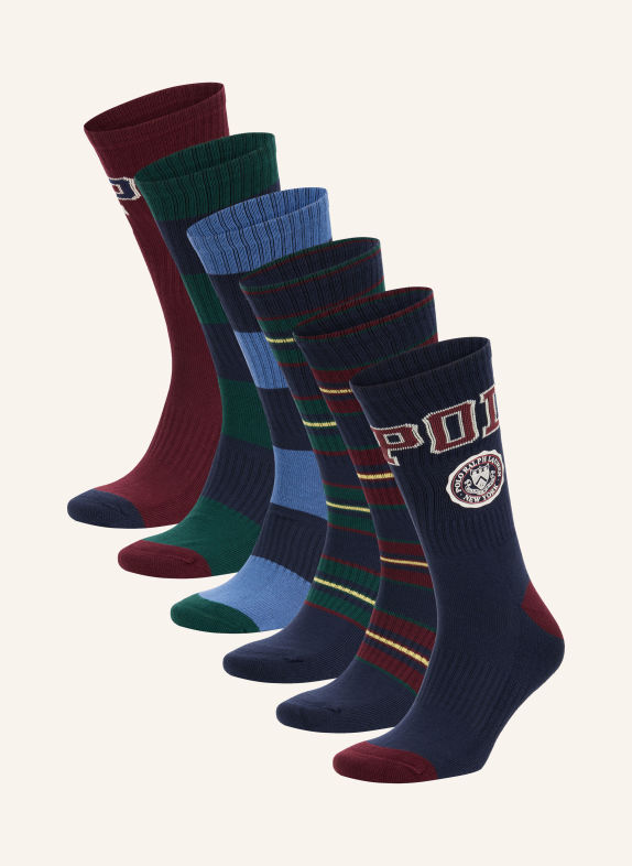 POLO RALPH LAUREN Set van 6 Sokken DONKERROOD / DONKERGROEN / BLAUW