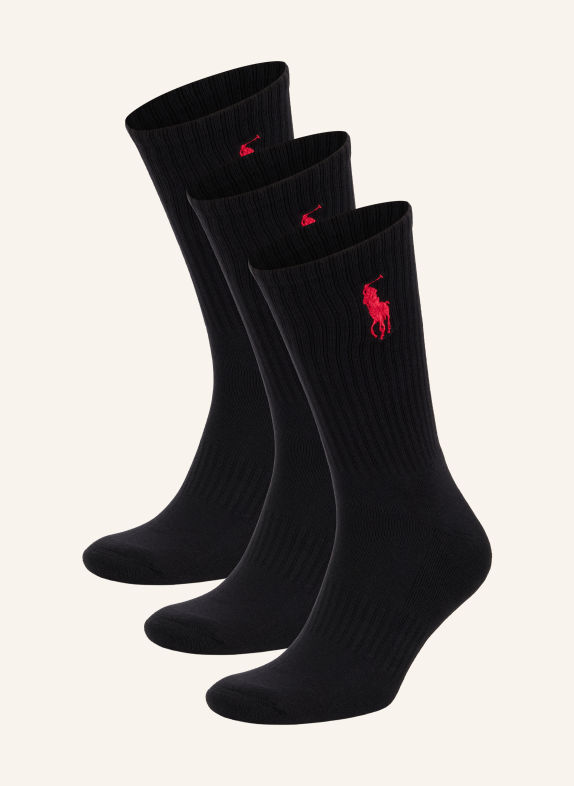 POLO RALPH LAUREN Set van 3 Sokken ZWART / ROOD