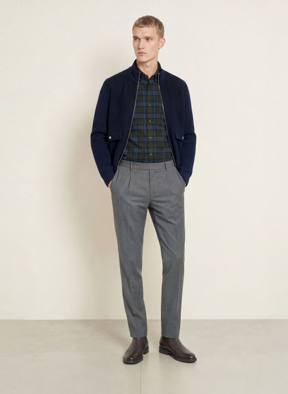 ETON Flanellen overhemd, casual pasvorm BLAUW / DONKERGROEN