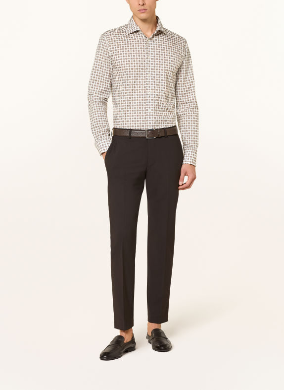 ETON Overhemd, slim fit WIT / MARRON FONCÉ