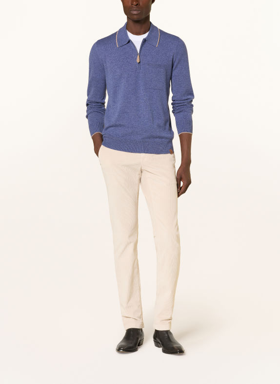 JACOB COHEN Gebreid poloshirt BLAUWGRIJS / BEIGE