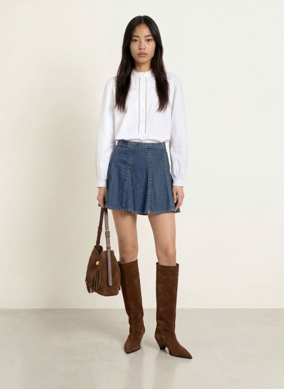 NEO NOIR ANELIAH Shirt blouse with Lace WHITE