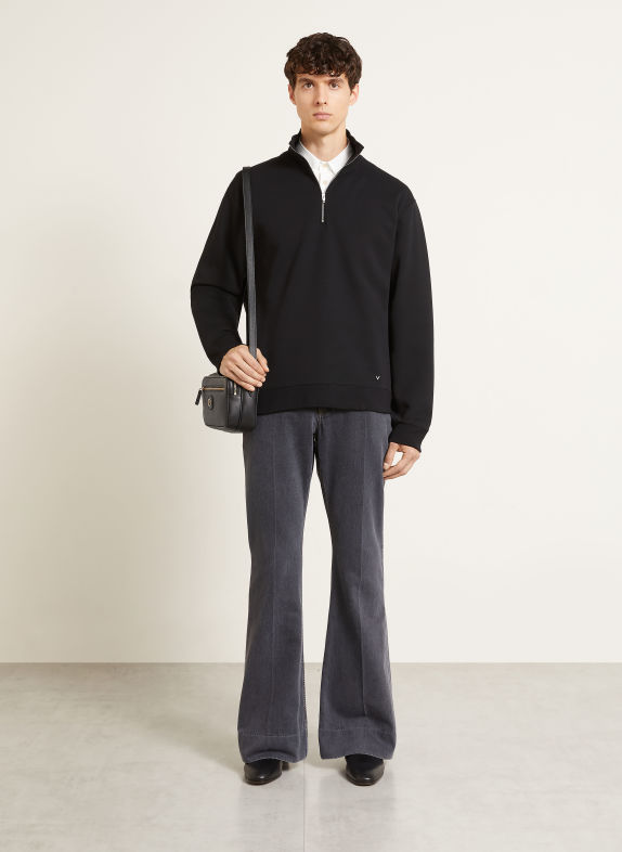VALENTINO Pull sweat col zippé V DETAIL NOIR