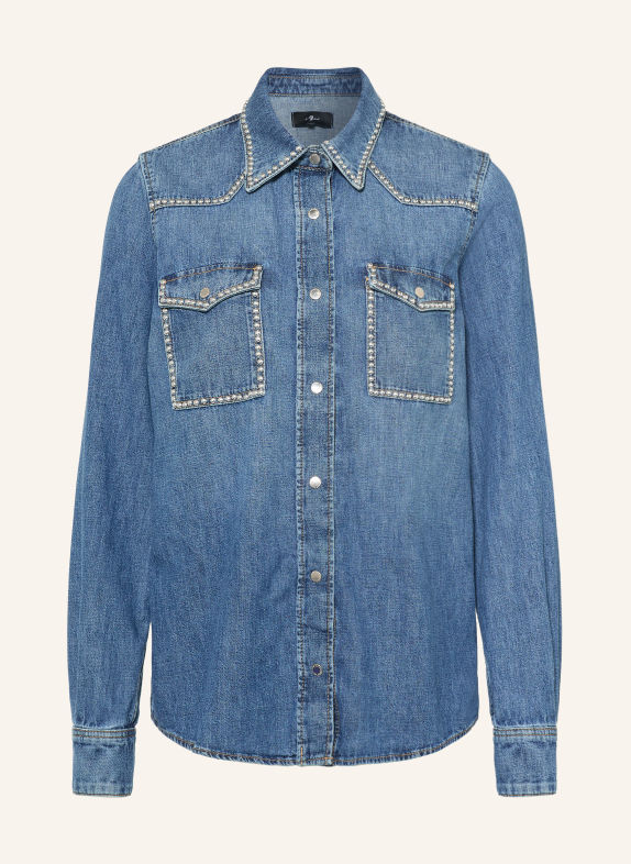 7 for all mankind Denim shirt with studs BLUE / SILVER