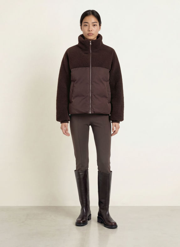 OPUS Kunstpelz-Jacke HAZY im Materialmix DUNKELBRAUN