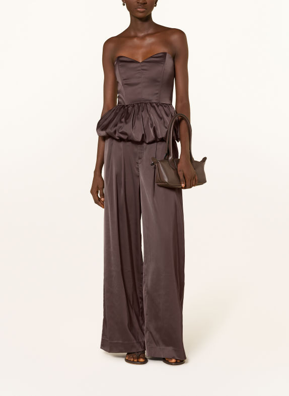 GESTUZ GZELVA Off-Shoulder Top in Satin DARK BROWN
