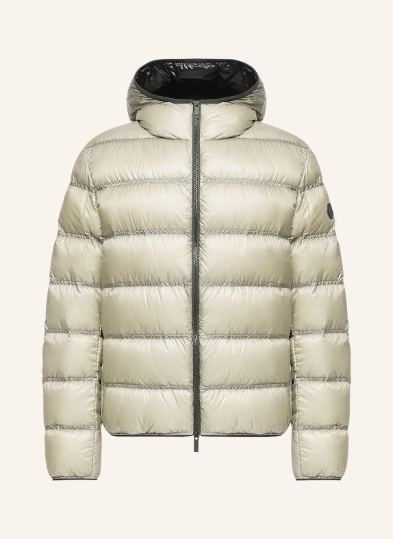 MONCLER Lehká péřová bunda GUADIANA SVĚTLE ŠEDÁ / ČERNÁ