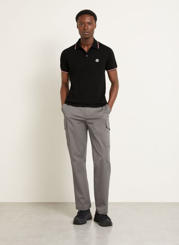 MONCLER Piqué-poloshirt ZWART / ROOD / WIT