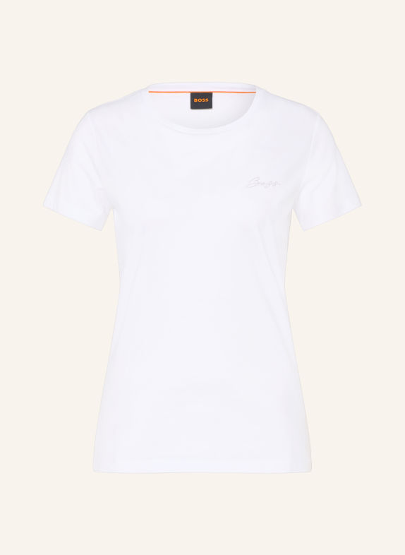 BOSS T-shirt ELOVE z kamyczkami ozdobnymi BIAŁY