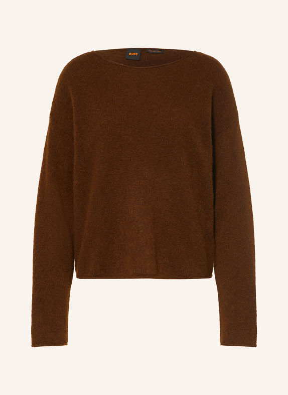 BOSS Trui FOLLETINO met alpaca MARRON FONCÉ