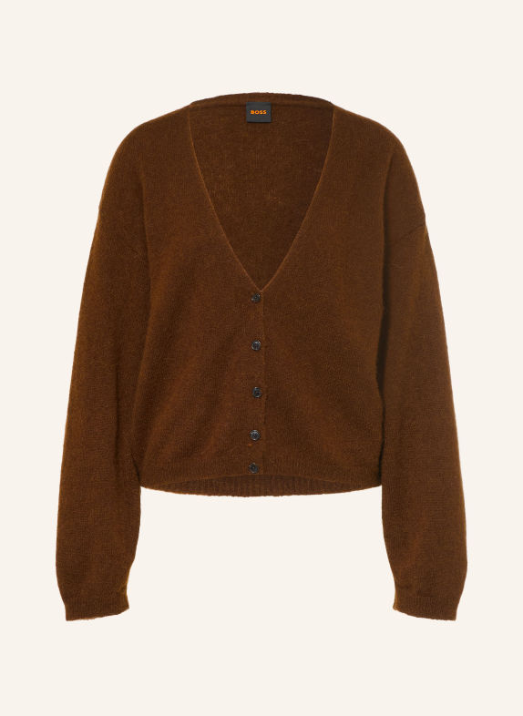 BOSS Vest FARANO met alpaca MARRON FONCÉ