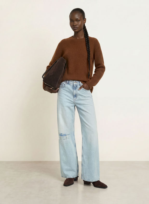 BOSS Pull FENNE en alpaga MARRON