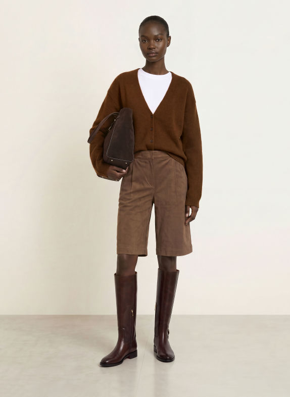 BOSS Bermuda TALARINA in leerlook BRUIN