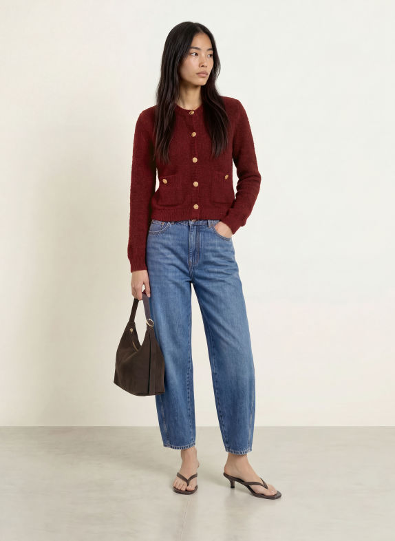 Rich & Royal Vest met pailletten DONKERROOD