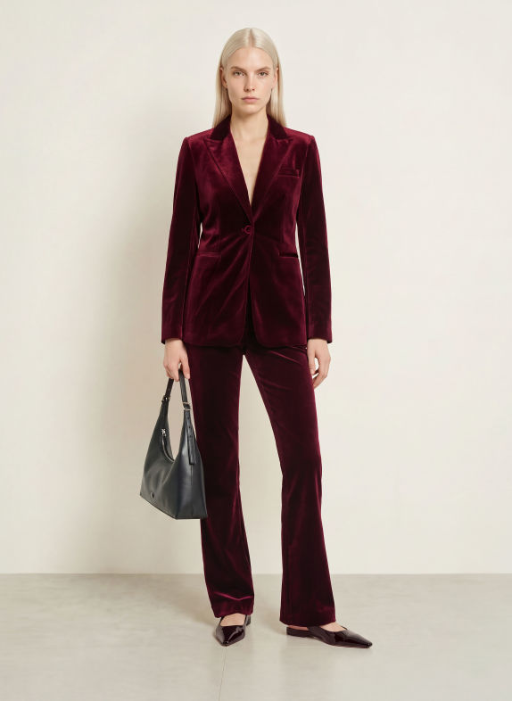 Rich & Royal Fluwelen blazer DONKERROOD