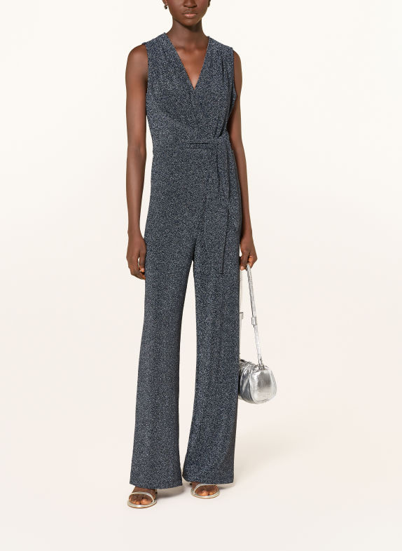 Rich & Royal Jersey jumpsuit with glitter thread DARK BLUE / SILVER