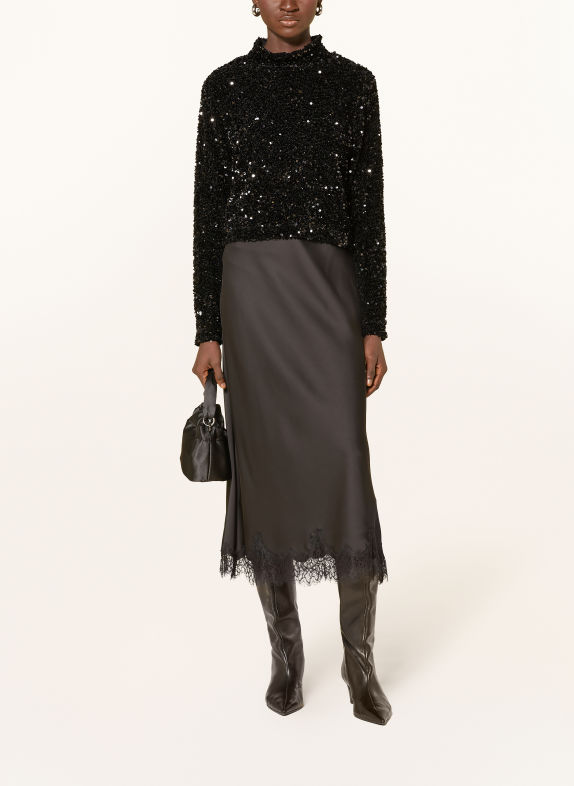 Rich & Royal Haut à col roulé avec paillettes NOIR