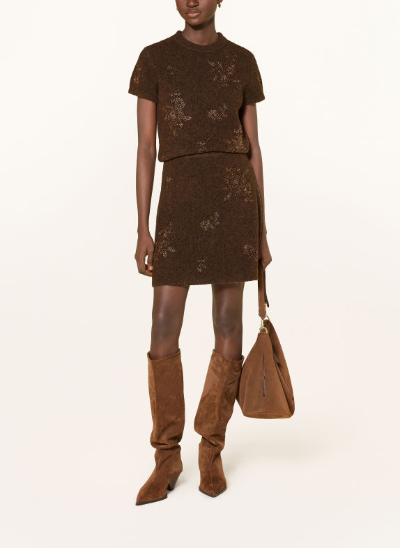 Rich & Royal Knit shirt with decorative beads DARK BROWN / LIGHT BROWN