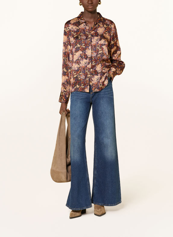 Rich & Royal Overhemdblouse ZWART / BEIGE / DONKERPAARS