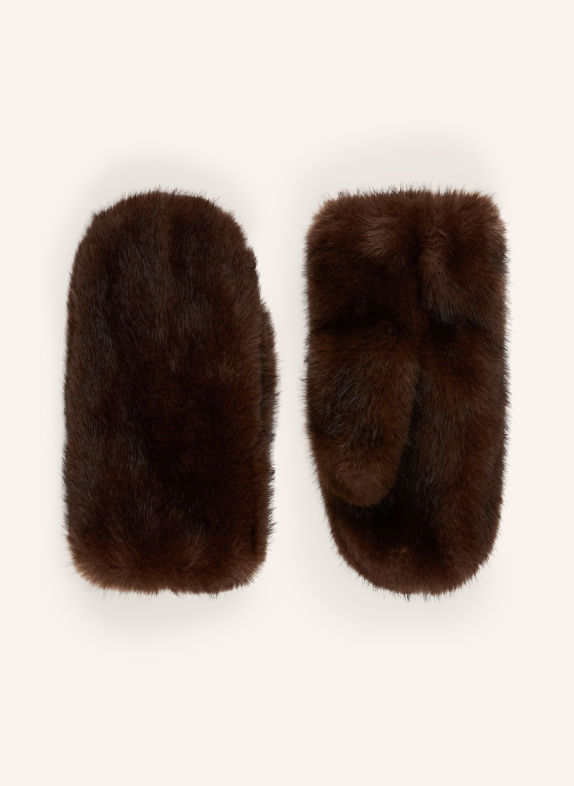 Rich & Royal Faux Fur Mittens DARK BROWN