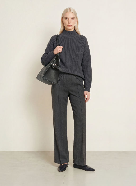 CARTOON Wide-leg trousers made from flanell DARK GRAY / GRAY