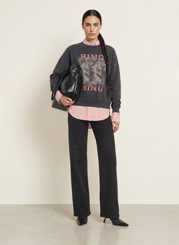 ANINE BING MILES Sweatshirt DARK GRAY / LIGHT GRAY / LIGHT RED