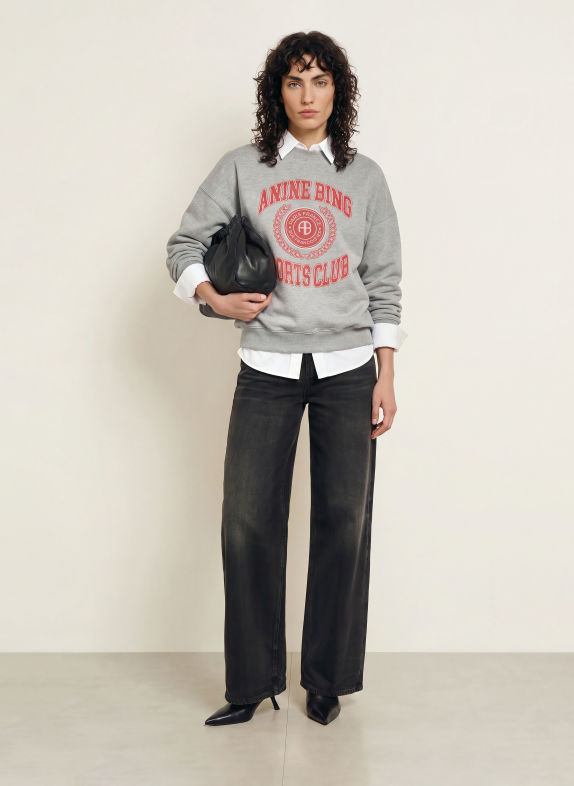 ANINE BING Sweatshirt MILES GRIJS / ECRU / ROOD