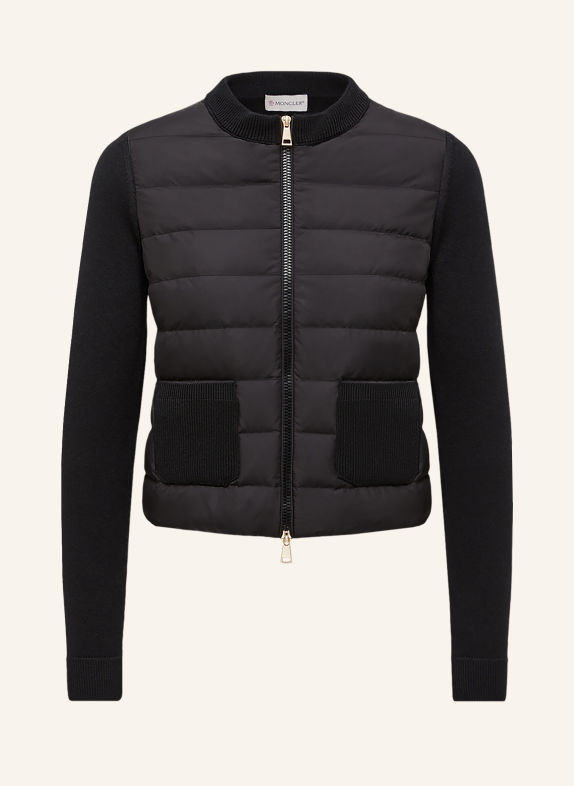 MONCLER Lekka kurtka puchowa z mieszanki materiałów CZARNY