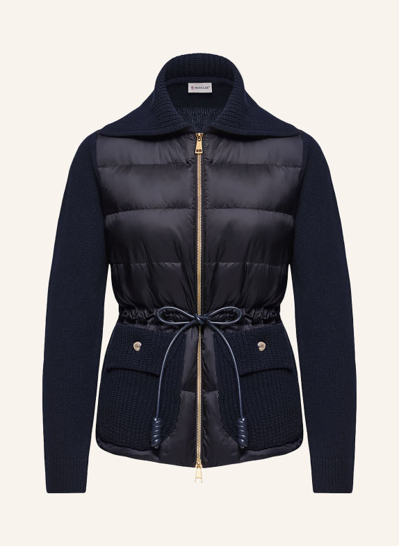 MONCLER Kurtka puchowa z mieszanki materiałów GRANATOWY