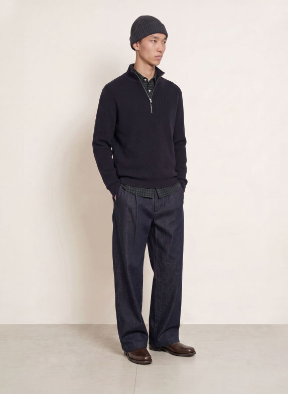 NN.07 Pull col zippé DANNY BLEU FONCÉ