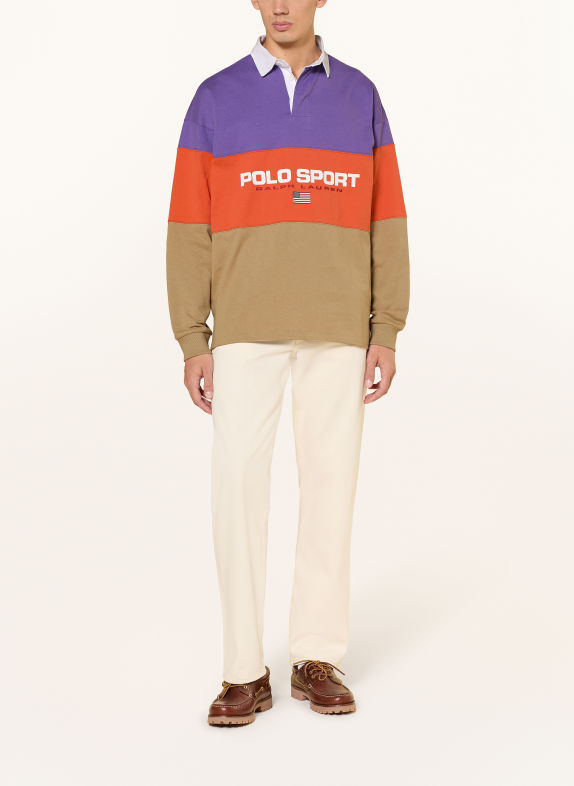 POLO RALPH LAUREN Big Fit Rugby shirt BEIGE / PURPLE / DARK ORANGE