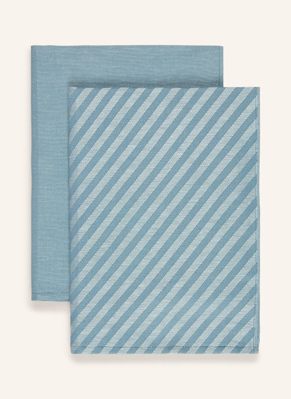 ROSS Set of 2 dish towels with linen BLUE / LIGHT BLUE