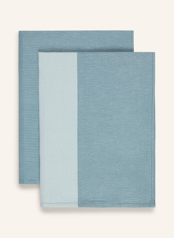 ROSS Set of 2 Dish Towels with Linen BLUE / LIGHT BLUE