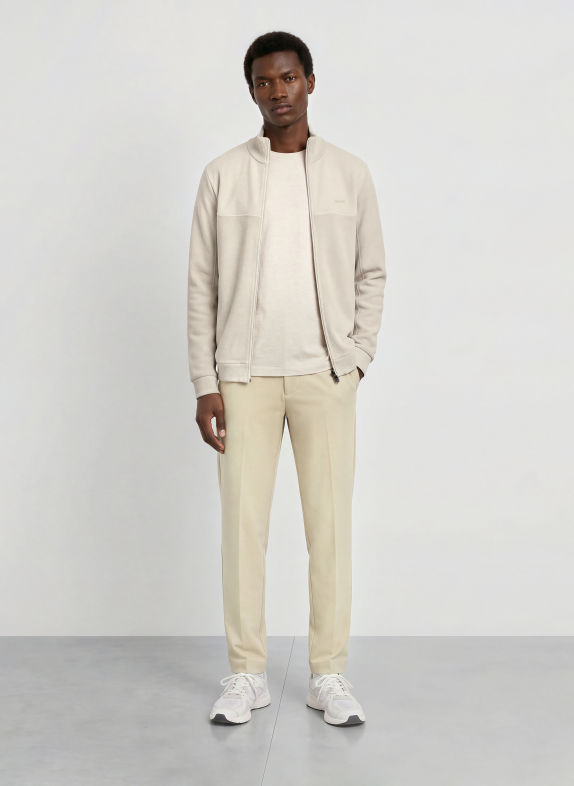 BOSS Mixed-fabric Cardigan BEIGE