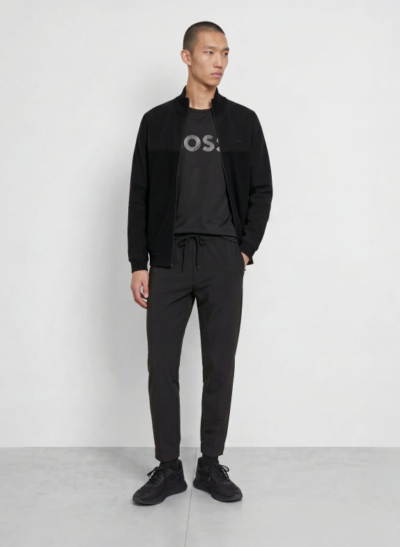 BOSS Mixed-fabric Cardigan BLACK