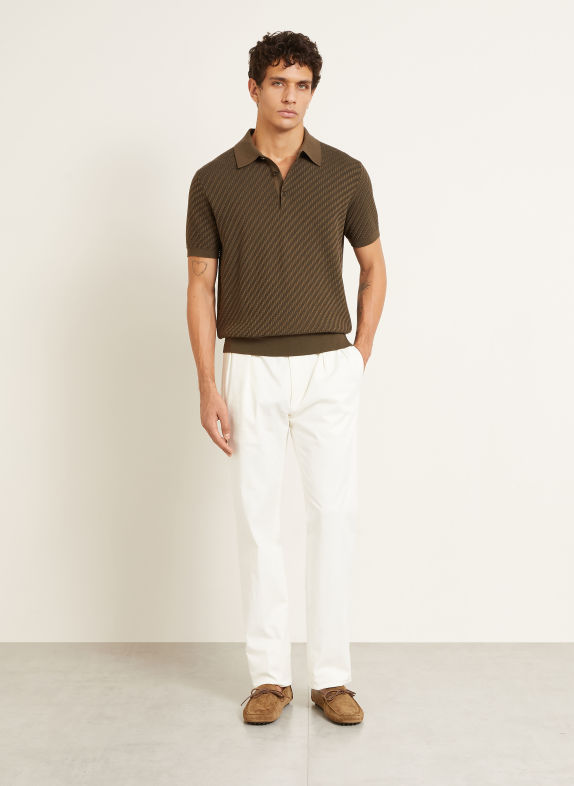 Brioni Pletená polokošile KHAKI