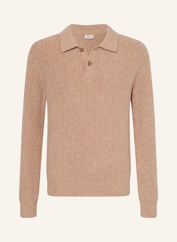 s.Oliver RED Strick-Poloshirt CAMEL