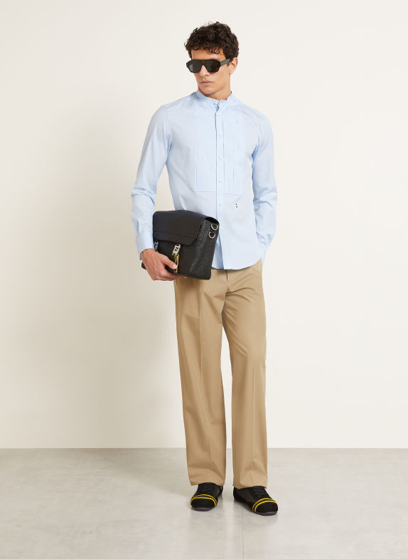 FENDI Slim fit overhemd met opstaande kraag en omgeslagen manchetten LICHTBLAUW