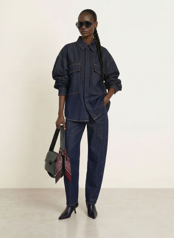 WRSTBHVR Bluzka jeansowa oversize BETS V2 GRANATOWY