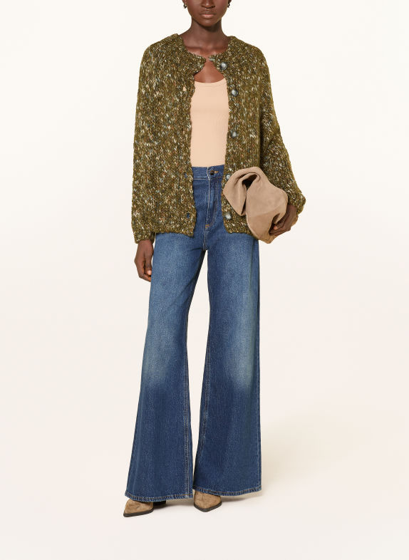 Rich & Royal Strickjacke mit Glitzergarn KHAKI / ECRU / BLAUGRAU