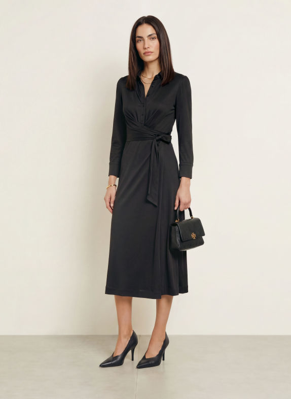 DIANE VON FURSTENBERG Hemdblusenkleid SANA in Wickeloptik SCHWARZ