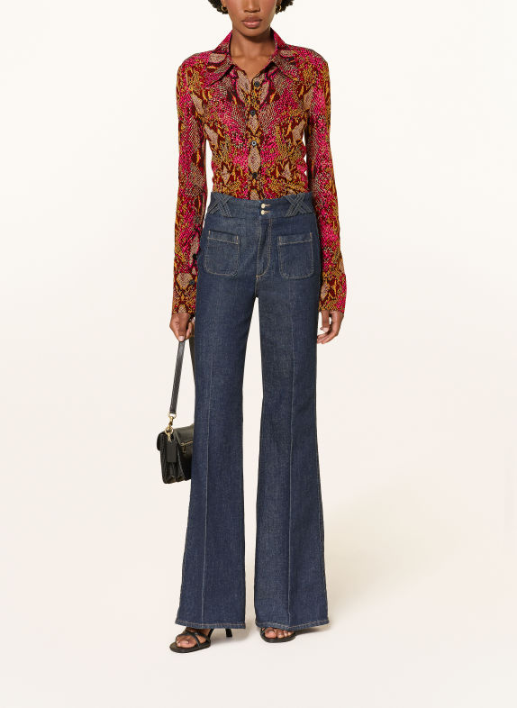 DIANE VON FURSTENBERG LUCINDA-bluse i jersey PINK / MØRKERØD / GUL