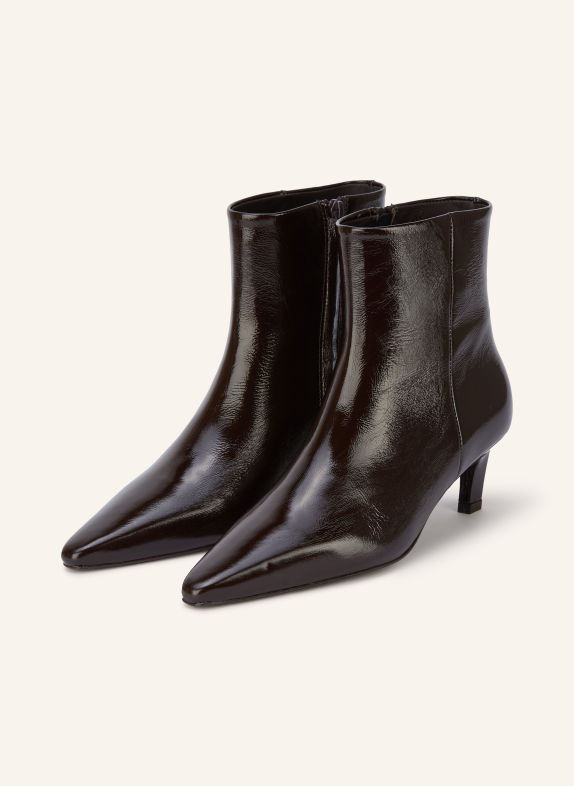 MRS & HUGS Patent leather ankle boots DARK BROWN