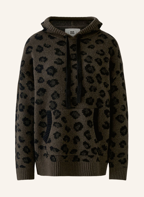 oui Strick-Hoodie BRAUN / SCHWARZ