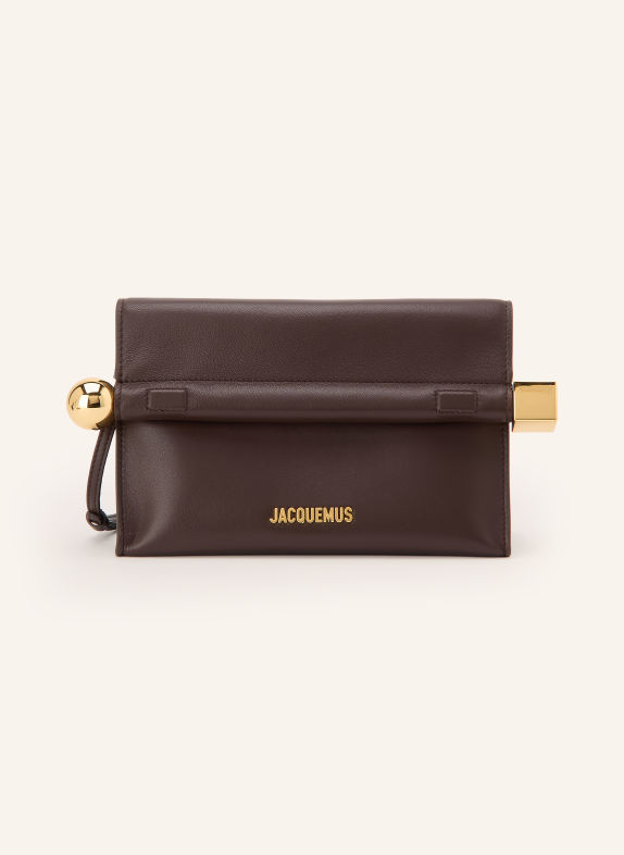 JACQUEMUS Crossbody bag LE SAC ROND CARRE DARK BROWN / GOLD