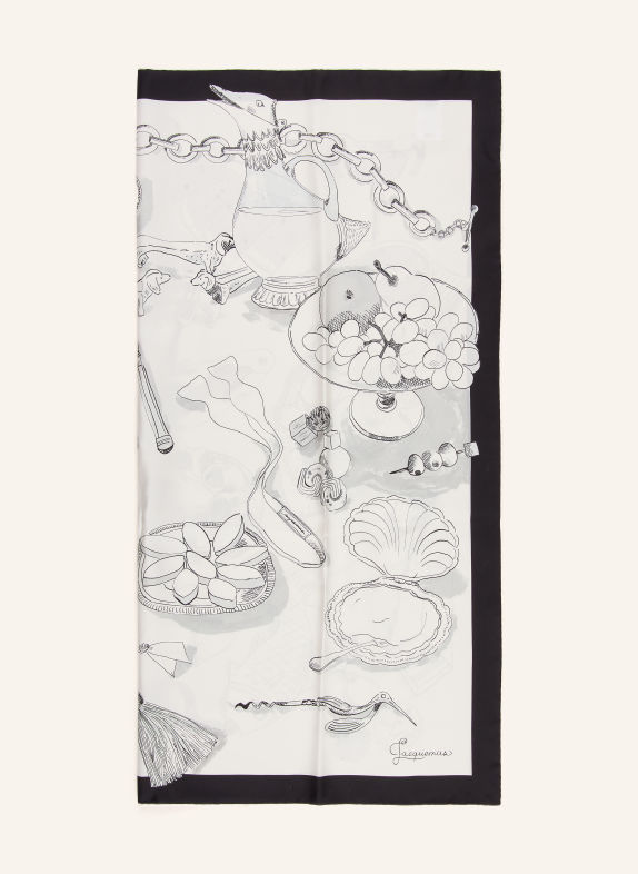 JACQUEMUS Silkesscarf LE GRAND FOULARD COCKTAIL VIT / SVART